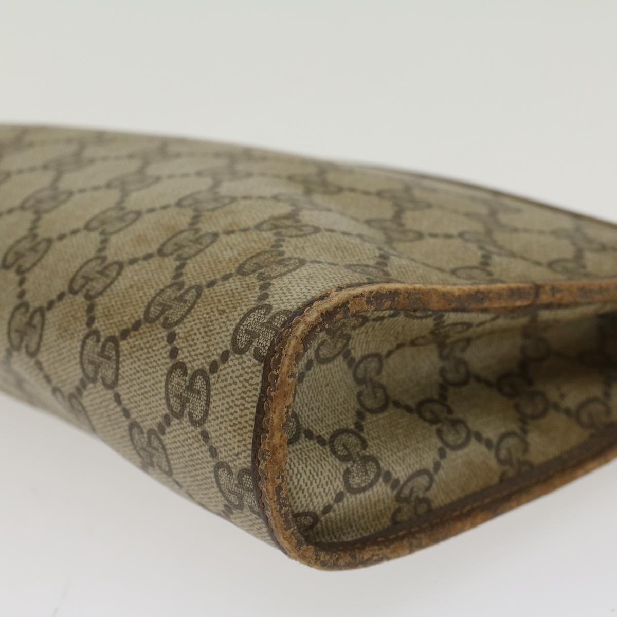 GUCCI GG Canvas Clutch Bag PVC Leather Beige 97.01.037 ar9696B