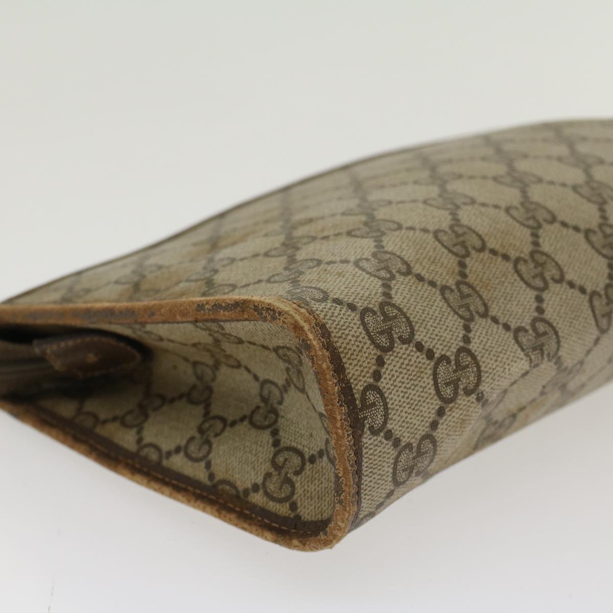 GUCCI GG Canvas Clutch Bag PVC Leather Beige 97.01.037 ar9696B