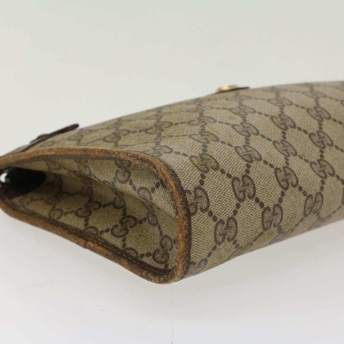GUCCI GG Canvas Clutch Bag PVC Leather Beige 97.01.037 ar9696B