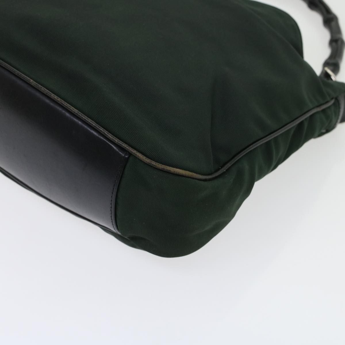 GUCCI Bamboo Shoulder Bag Nylon Leather Green 001 1638 3754 ar9698B