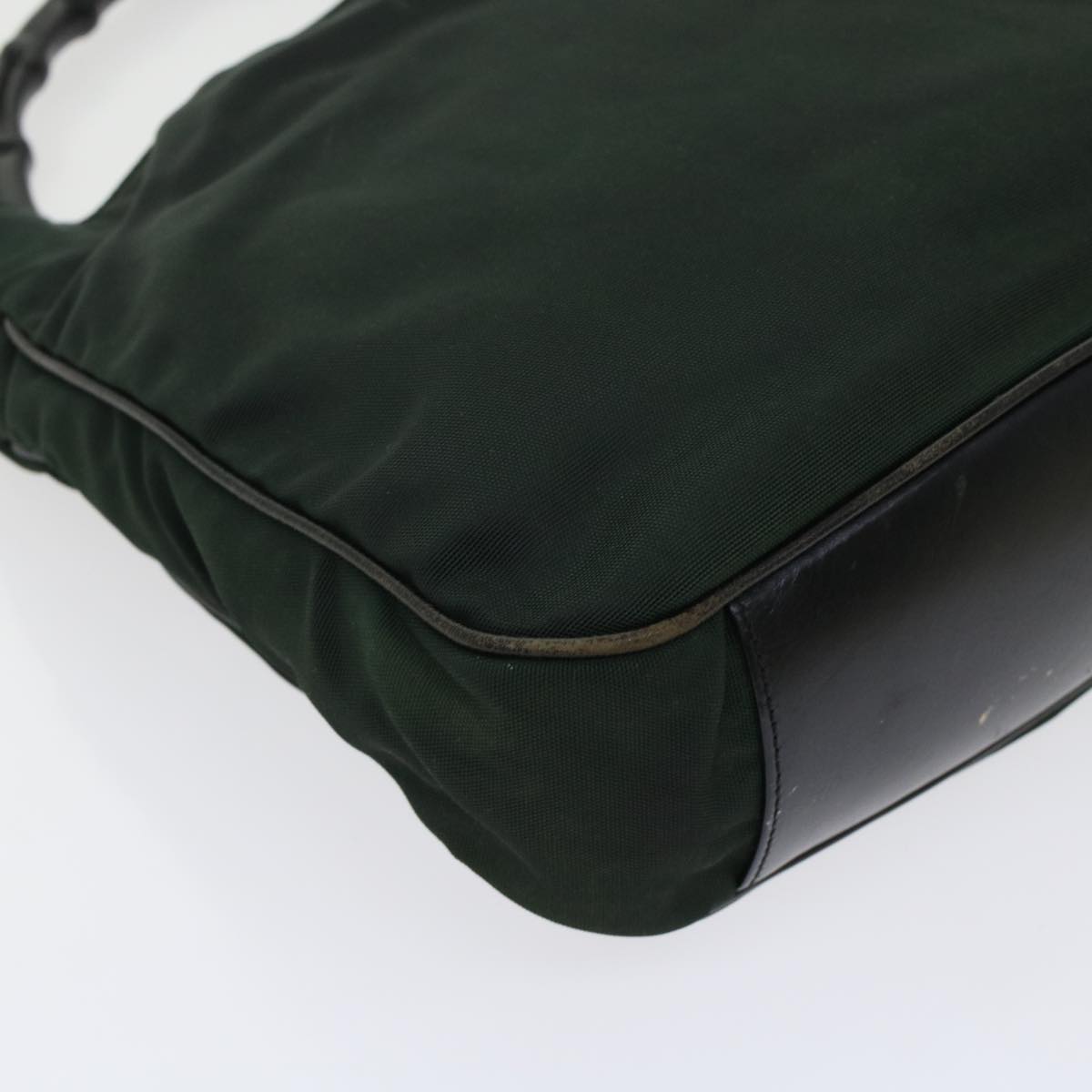 GUCCI Bamboo Shoulder Bag Nylon Leather Green 001 1638 3754 ar9698B