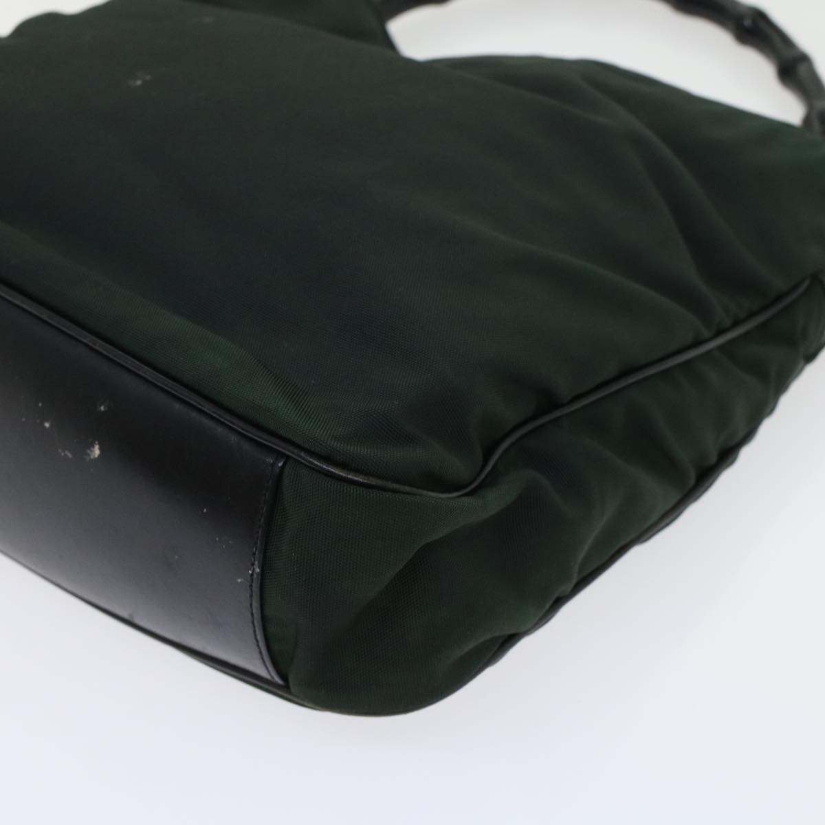 GUCCI Bamboo Shoulder Bag Nylon Leather Green 001 1638 3754 ar9698B