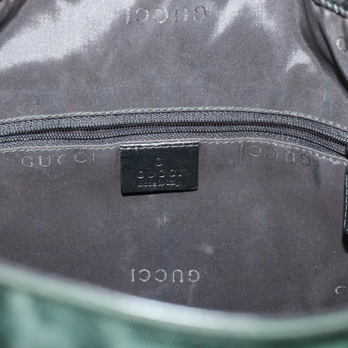 GUCCI Bamboo Shoulder Bag Nylon Leather Green 001 1638 3754 ar9698B