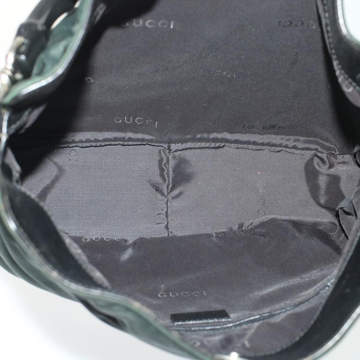 GUCCI Bamboo Shoulder Bag Nylon Leather Green 001 1638 3754 ar9698B