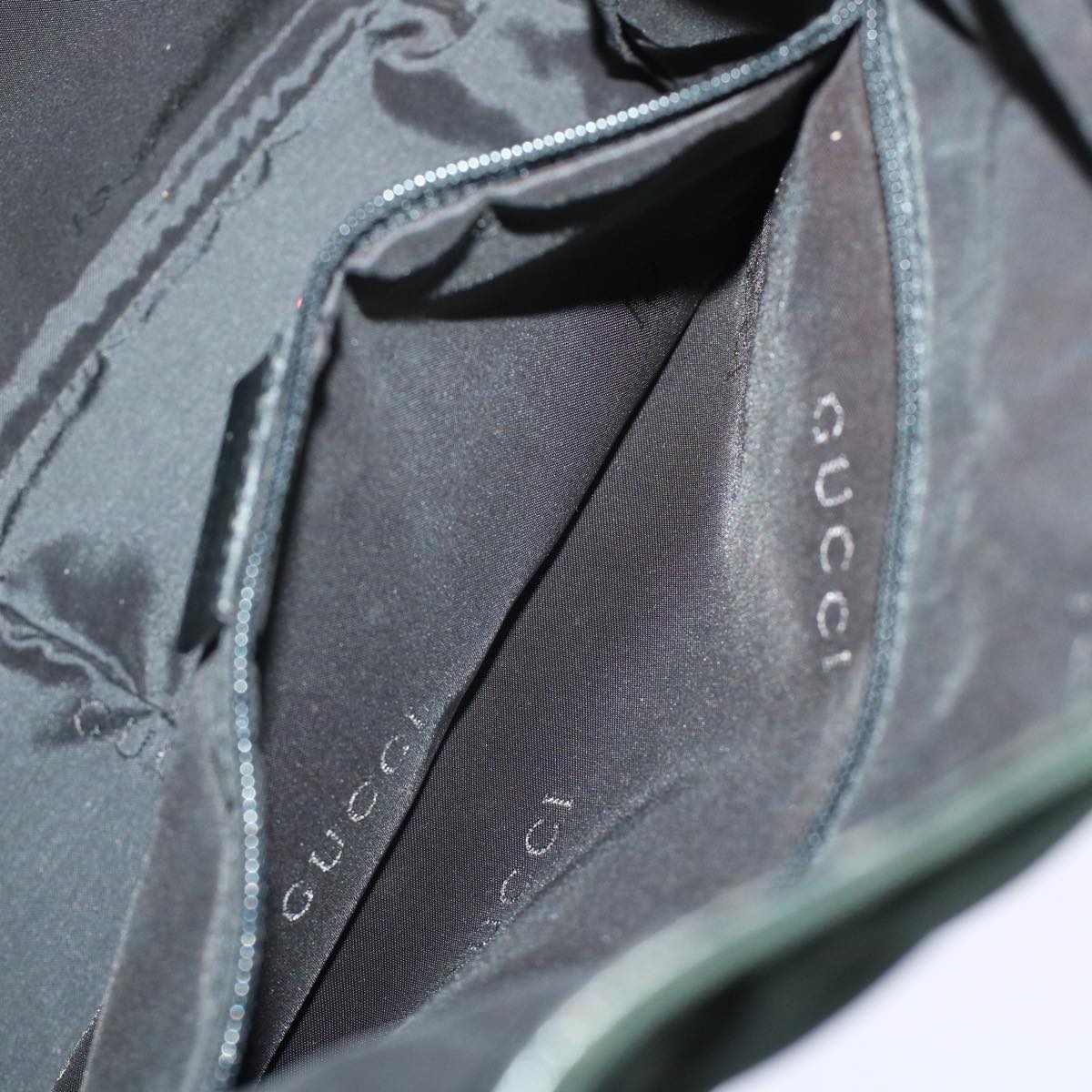 GUCCI Bamboo Shoulder Bag Nylon Leather Green 001 1638 3754 ar9698B