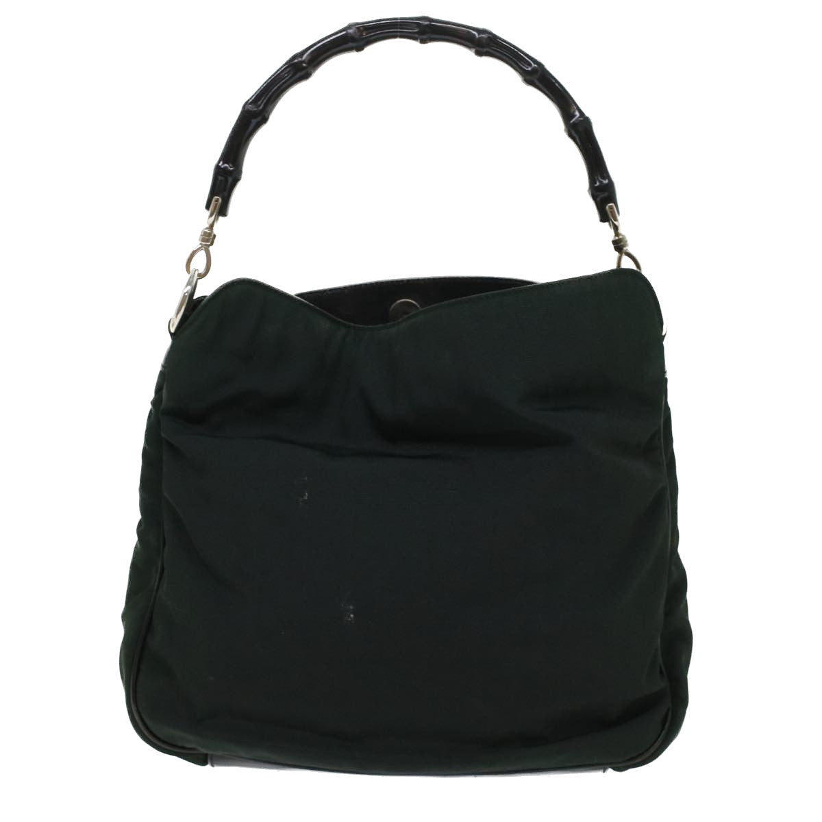 GUCCI Bamboo Shoulder Bag Nylon Leather Green 001 1638 3754 ar9698B