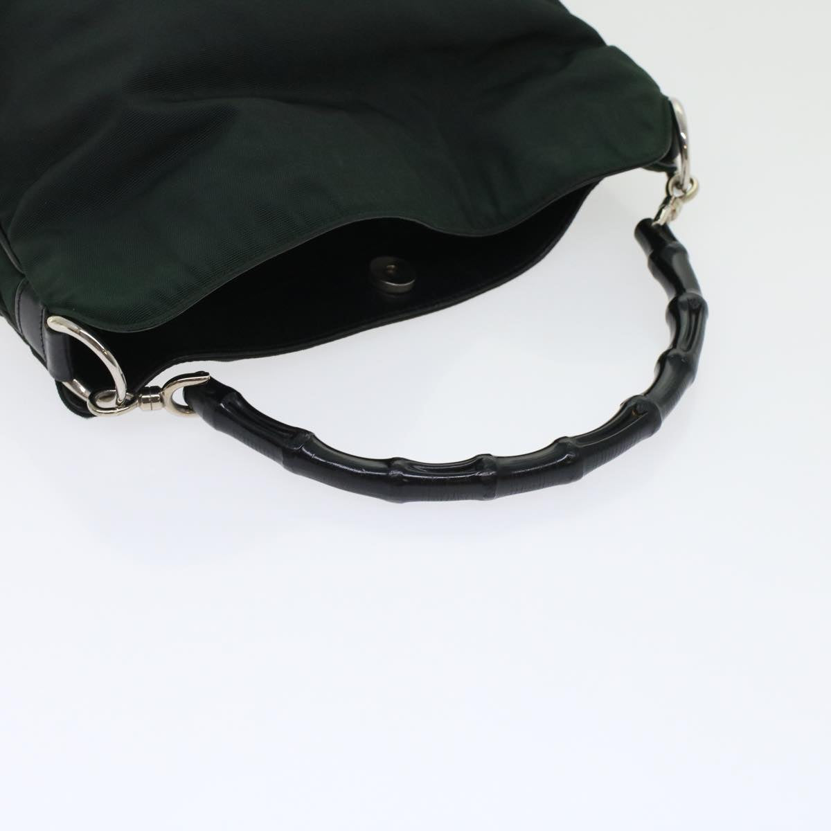 GUCCI Bamboo Shoulder Bag Nylon Leather Green 001 1638 3754 ar9698B
