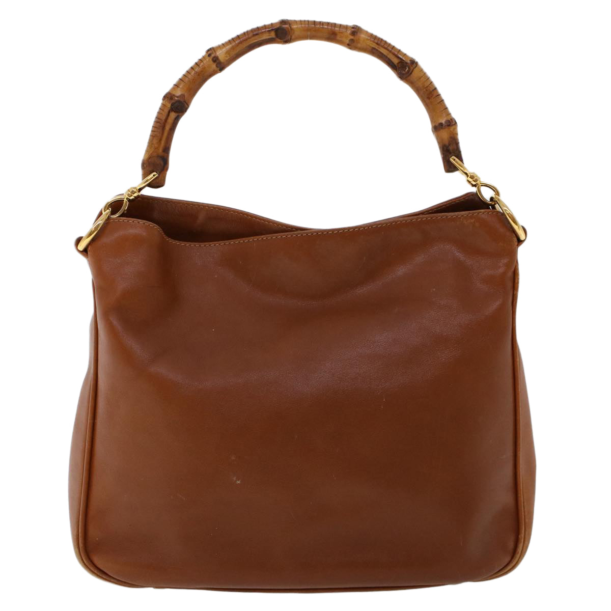 GUCCI Bamboo Hand Bag Leather 2way Brown 001•1638•2615 ar9706B