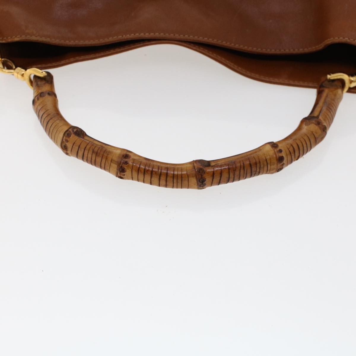 GUCCI Bamboo Hand Bag Leather 2way Brown 001•1638•2615 ar9706B