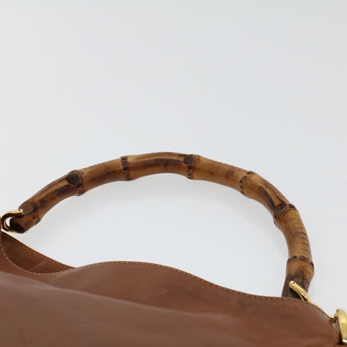 GUCCI Bamboo Hand Bag Leather 2way Brown 001•1638•2615 ar9706B