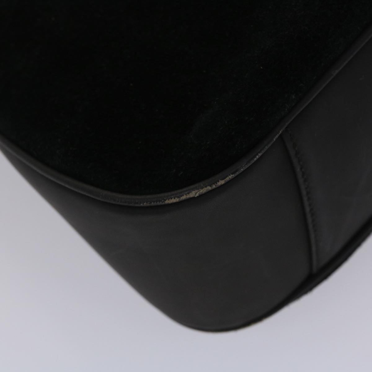 GUCCI Bamboo Hand Bag Suede 2way Black ar9709B