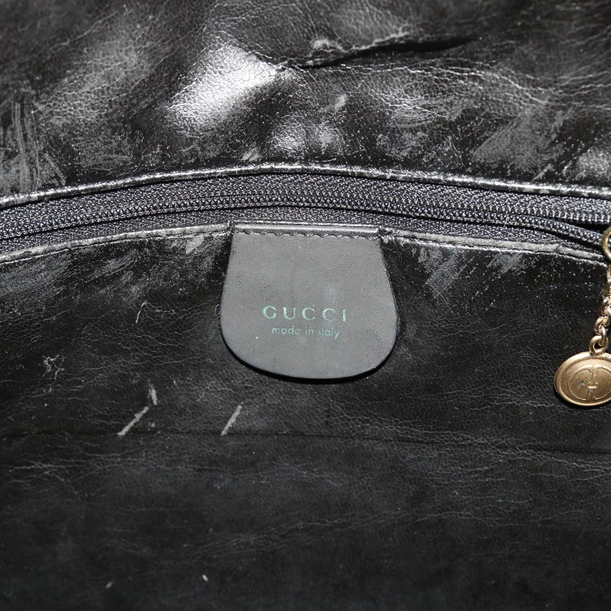 GUCCI Bamboo Hand Bag Suede 2way Black ar9709B