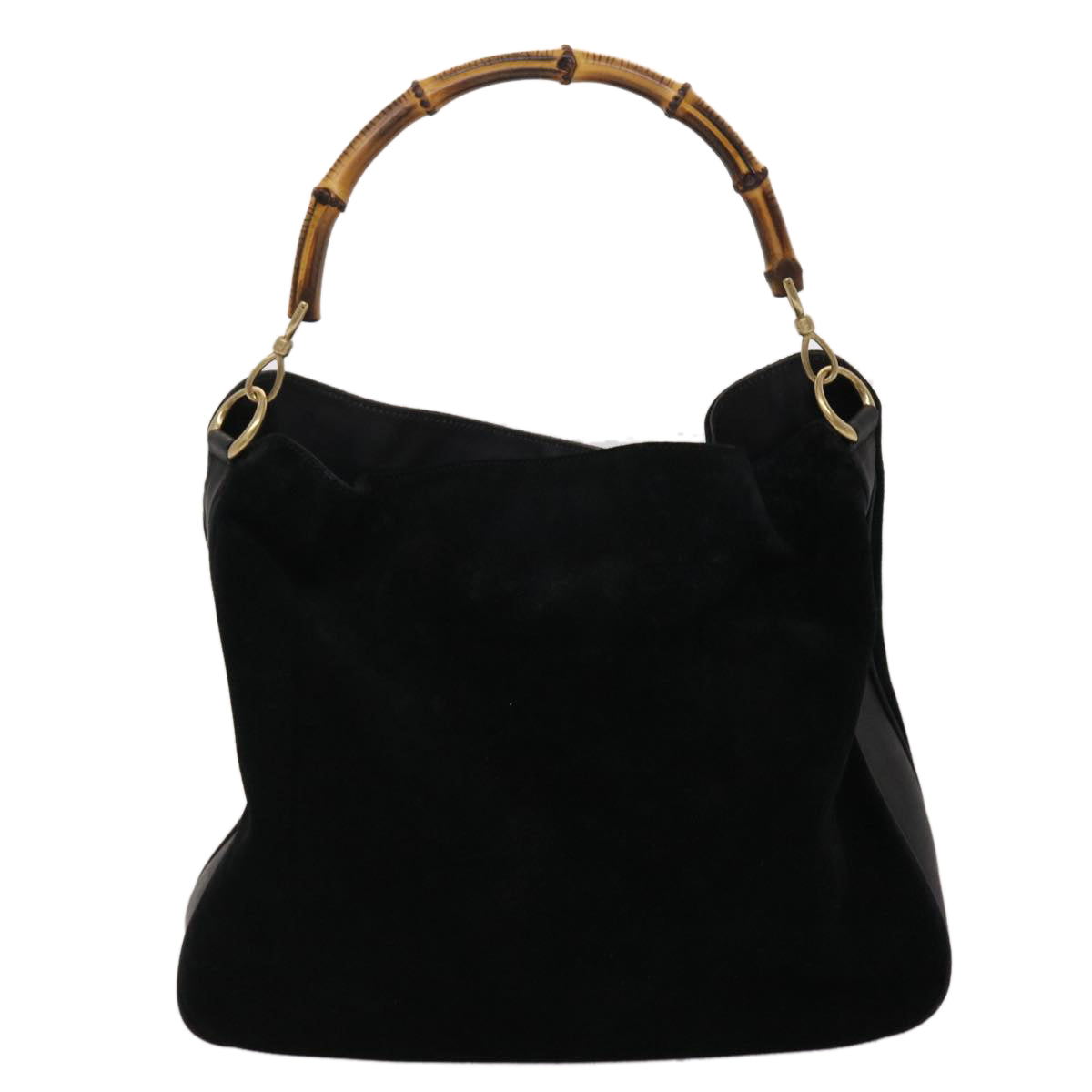 GUCCI Bamboo Hand Bag Suede 2way Black ar9709B