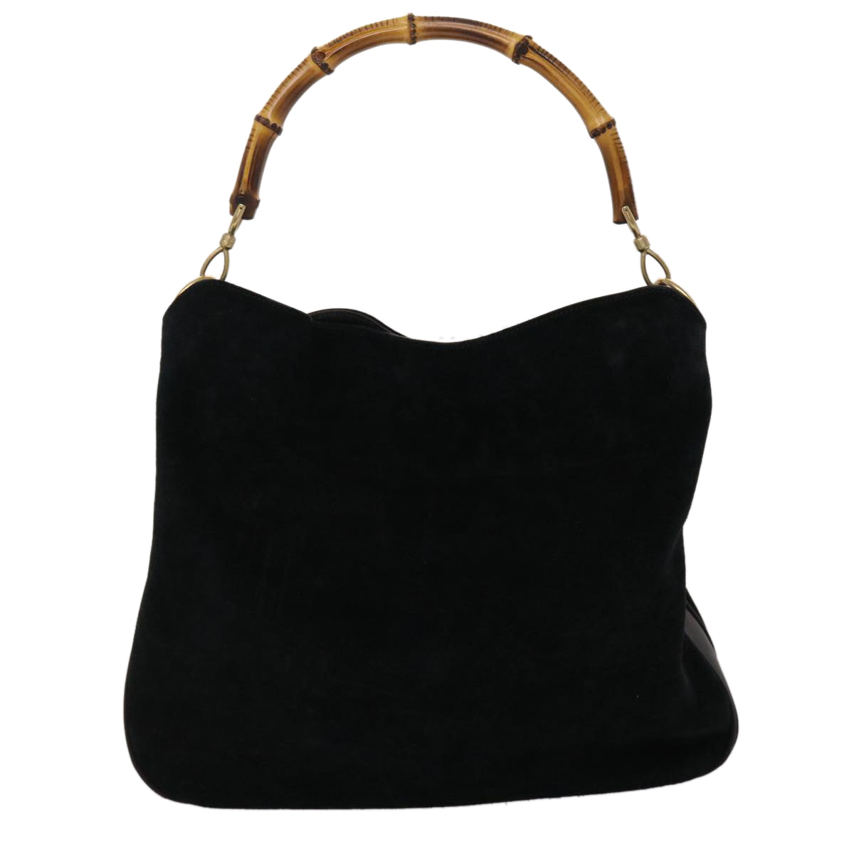 GUCCI Bamboo Hand Bag Suede 2way Black ar9709B