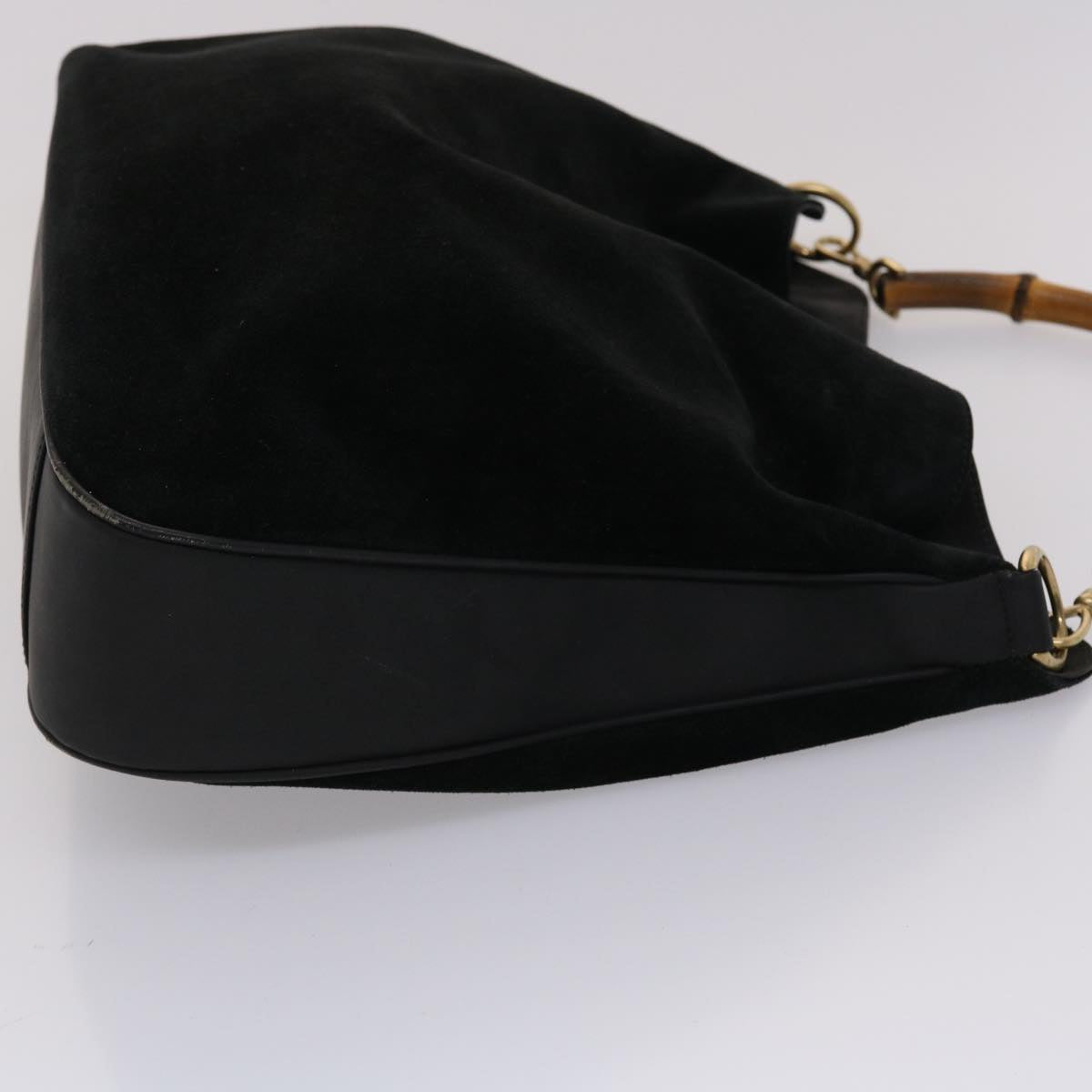 GUCCI Bamboo Hand Bag Suede 2way Black ar9709B