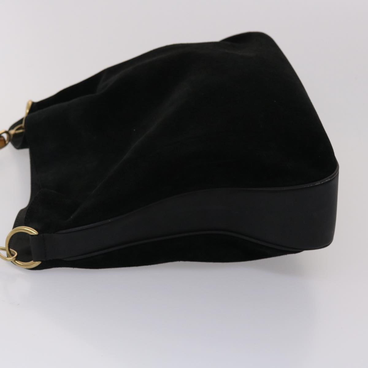GUCCI Bamboo Hand Bag Suede 2way Black ar9709B