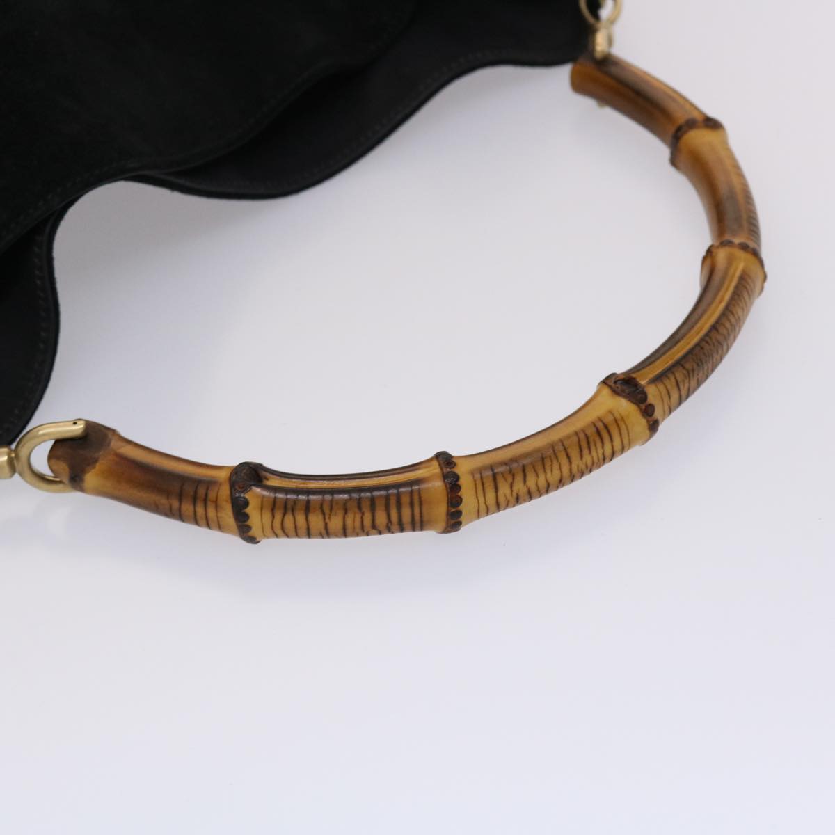 GUCCI Bamboo Hand Bag Suede 2way Black ar9709B