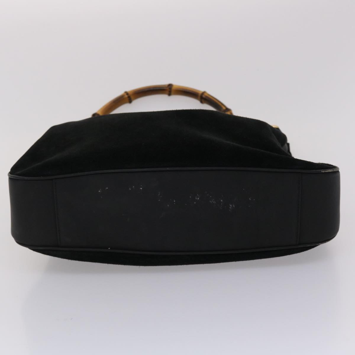 GUCCI Bamboo Hand Bag Suede 2way Black ar9709B