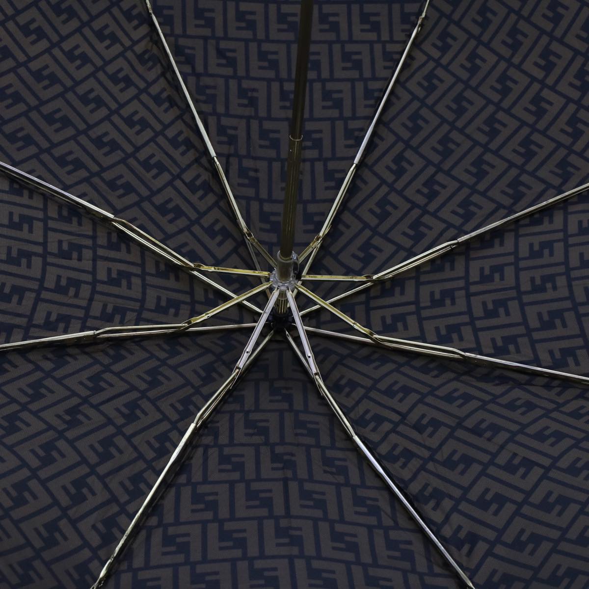 FENDI Zucca Canvas Folding Umbrella Nylon Brown Black ar9758