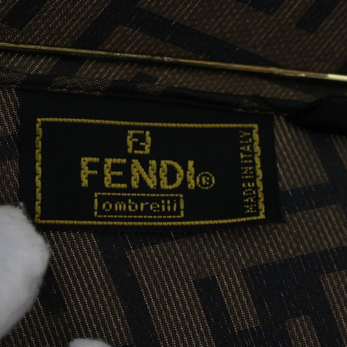 FENDI Zucca Canvas Folding Umbrella Nylon Brown Black ar9758
