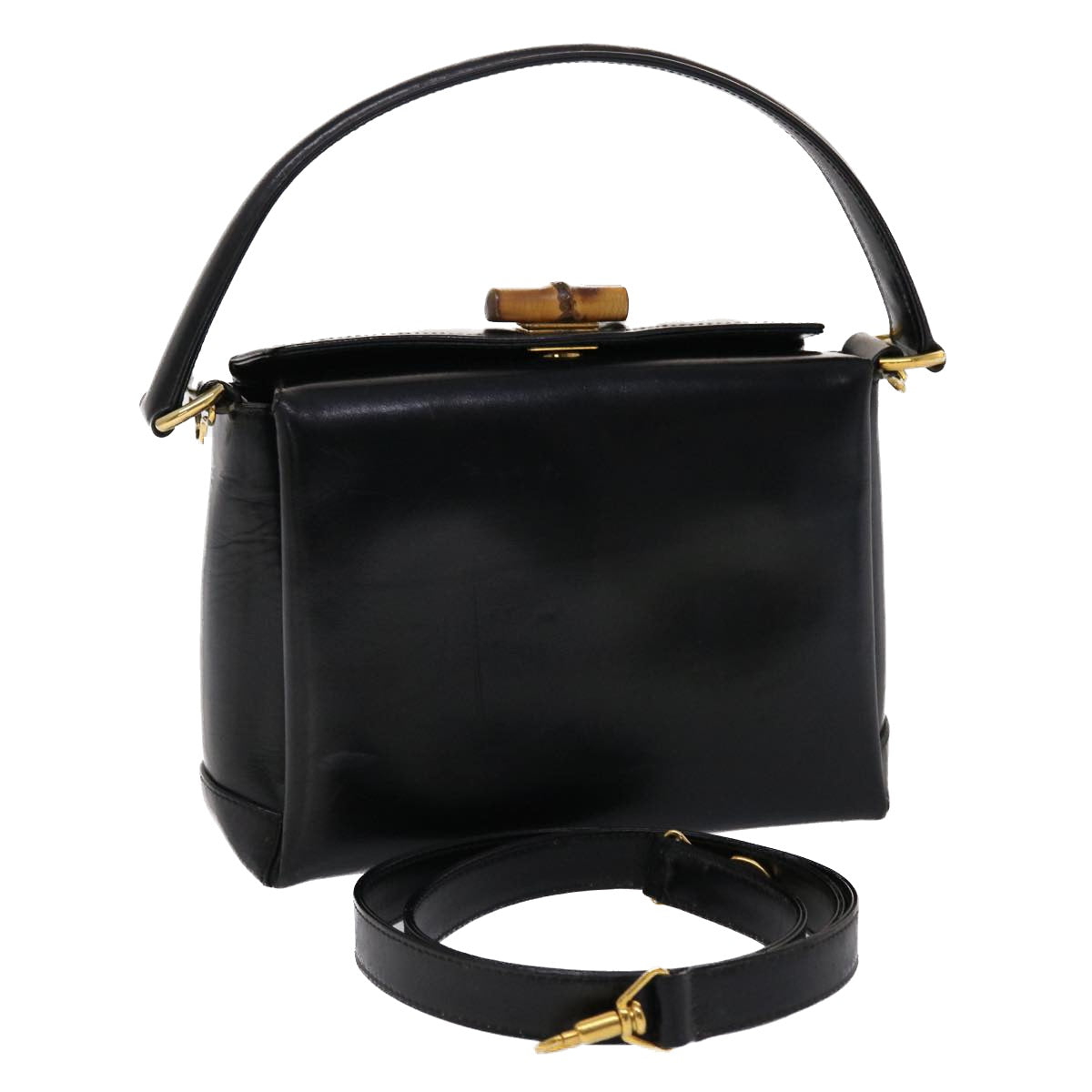 GUCCI Bamboo Shoulder Bag Leather 2way Black 000.926.0175 ar9771