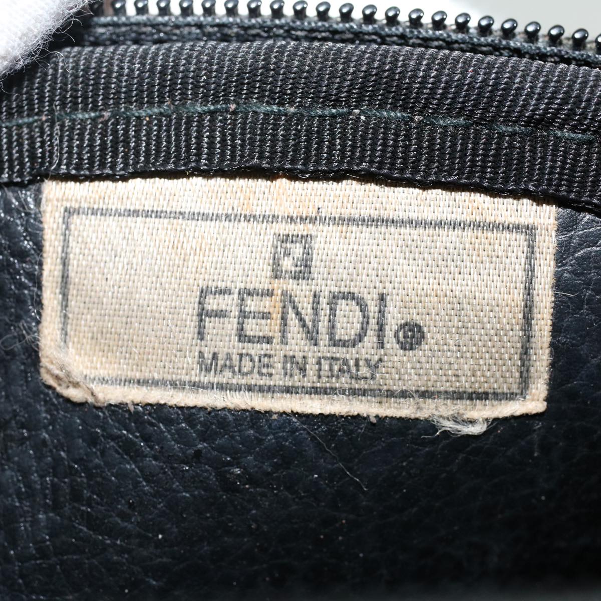 FENDI Zucchino Pequin Canvas Clutch Bag PVC Leather 3Set Blue Brown ar9837