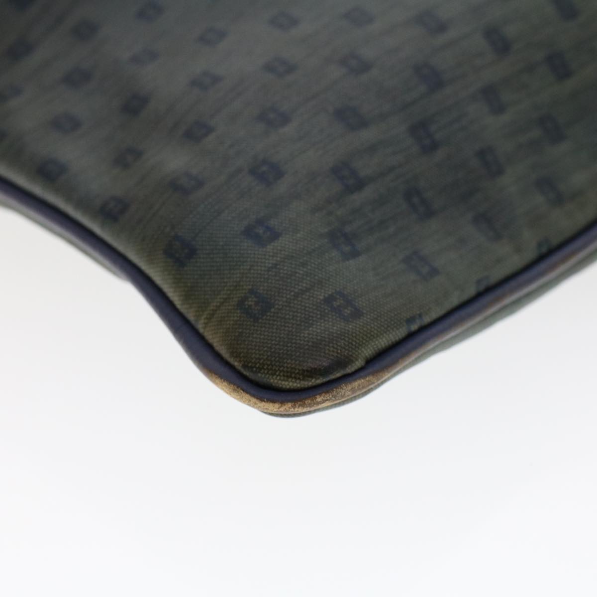 FENDI Zucchino Pequin Canvas Clutch Bag PVC Leather 3Set Blue Brown ar9837