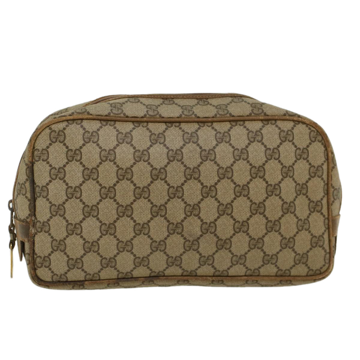 GUCCI GG Canvas Clutch Bag PVC Leather Beige ar9845