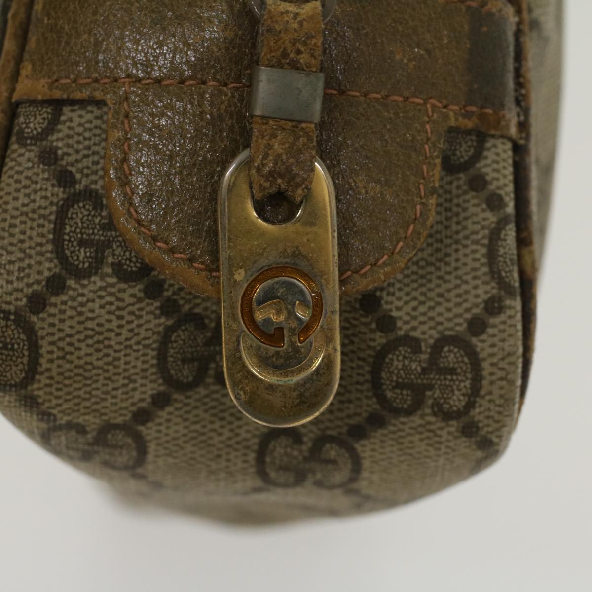 GUCCI GG Canvas Clutch Bag PVC Leather Beige ar9845