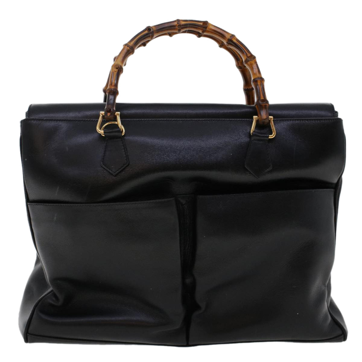GUCCI Bamboo Hand Bag Leather 2way Black 002.2855.0322.0 ar9879B