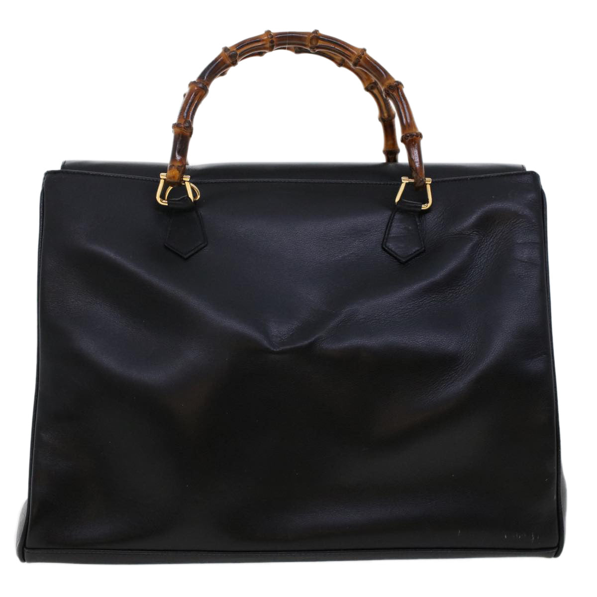 GUCCI Bamboo Hand Bag Leather 2way Black 002.2855.0322.0 ar9879B