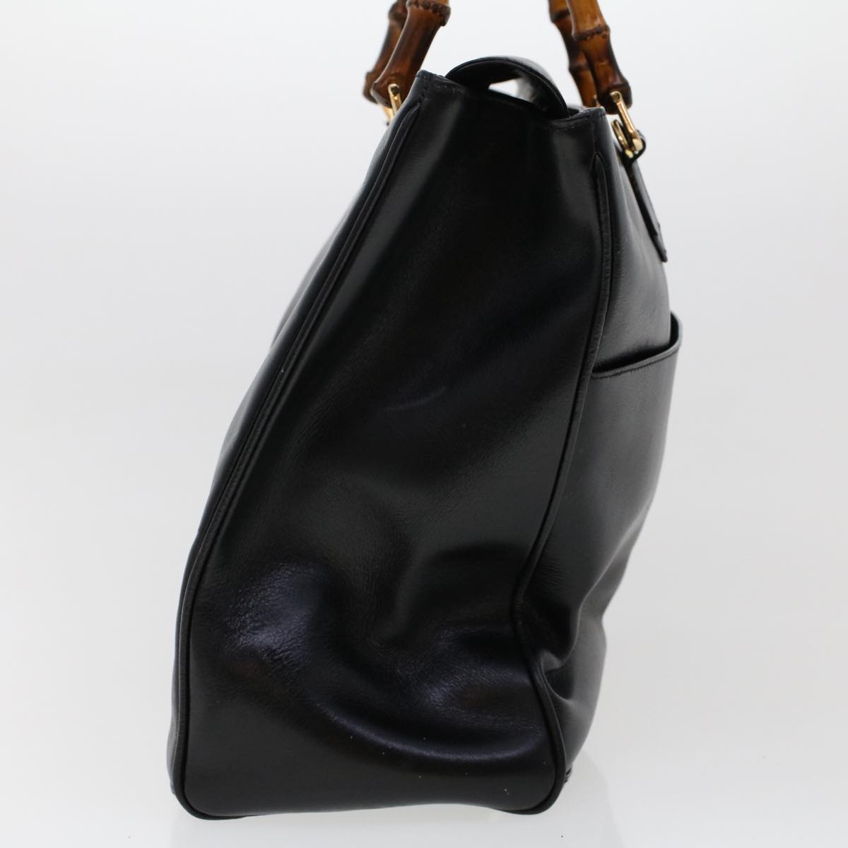 GUCCI Bamboo Hand Bag Leather 2way Black 002.2855.0322.0 ar9879B