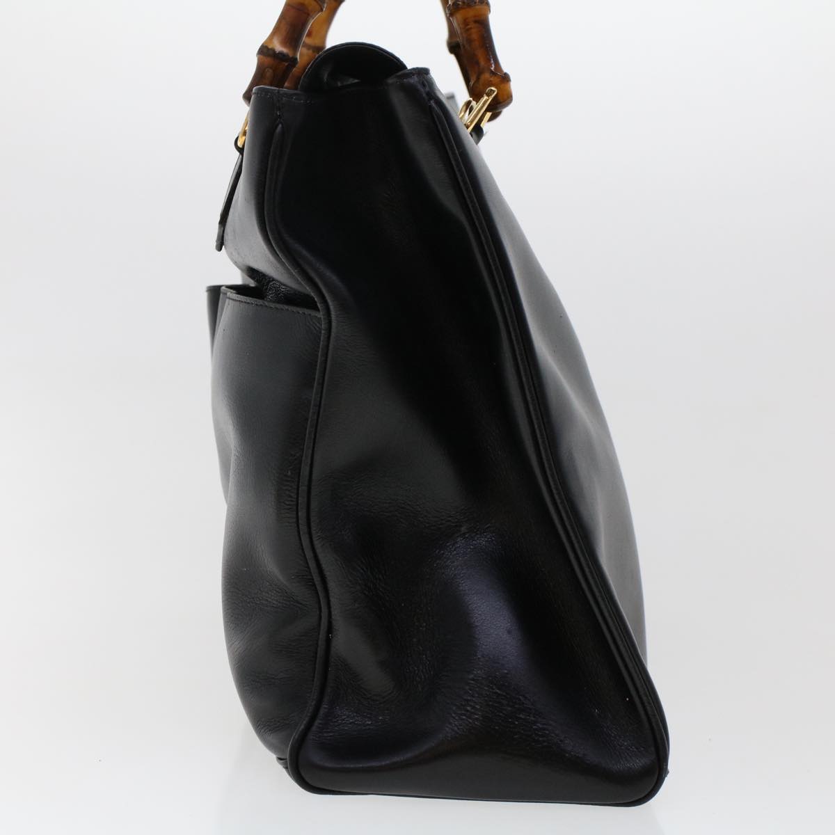 GUCCI Bamboo Hand Bag Leather 2way Black 002.2855.0322.0 ar9879B