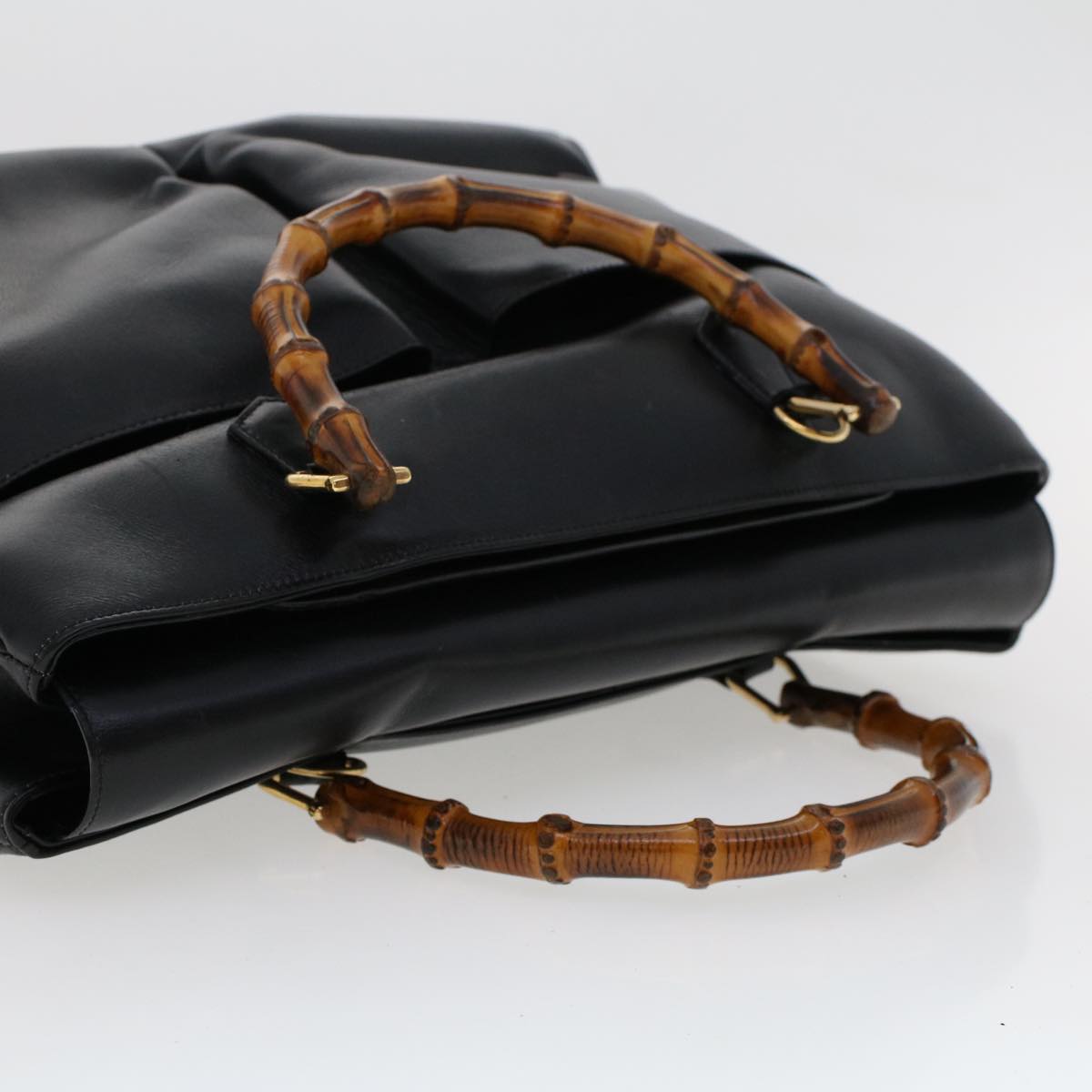 GUCCI Bamboo Hand Bag Leather 2way Black 002.2855.0322.0 ar9879B