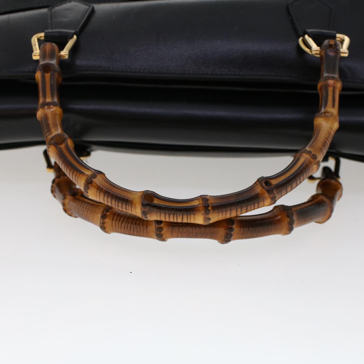 GUCCI Bamboo Hand Bag Leather 2way Black 002.2855.0322.0 ar9879B