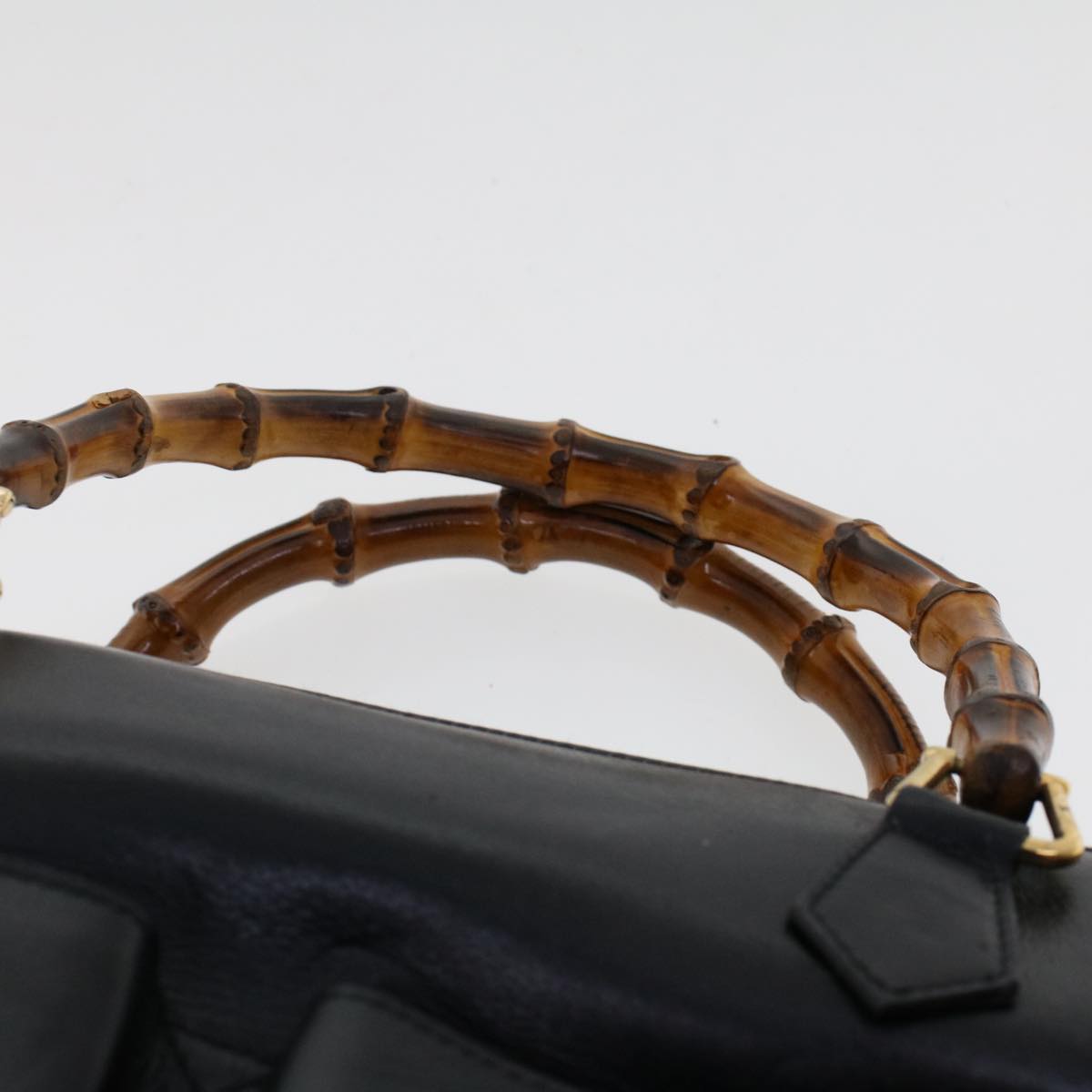GUCCI Bamboo Hand Bag Leather 2way Black 002.2855.0322.0 ar9879B