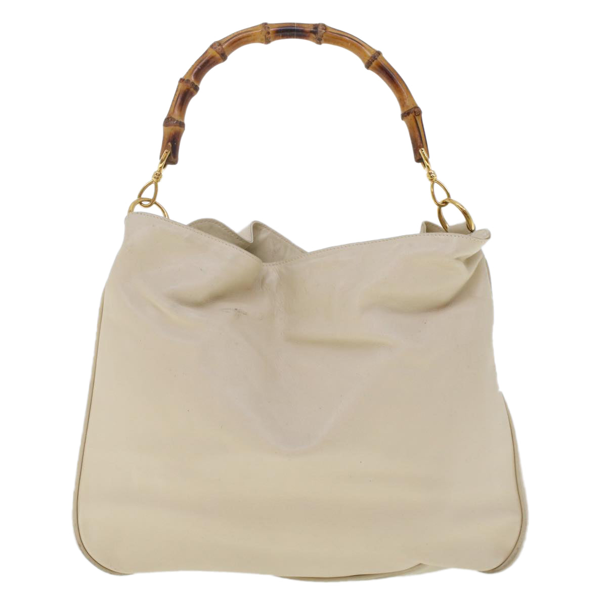 GUCCI Bamboo Shoulder Bag Leather Beige Brown ar9898B