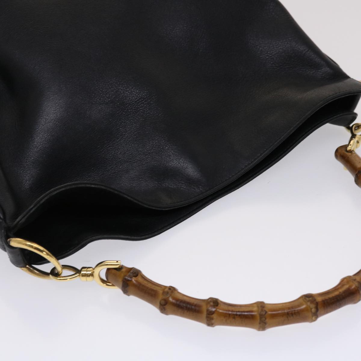 GUCCI Bamboo Shoulder Bag Leather Black 001.0166.1638 ar9913B