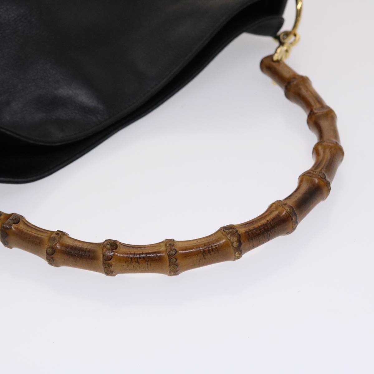 GUCCI Bamboo Shoulder Bag Leather Black 001.0166.1638 ar9913B