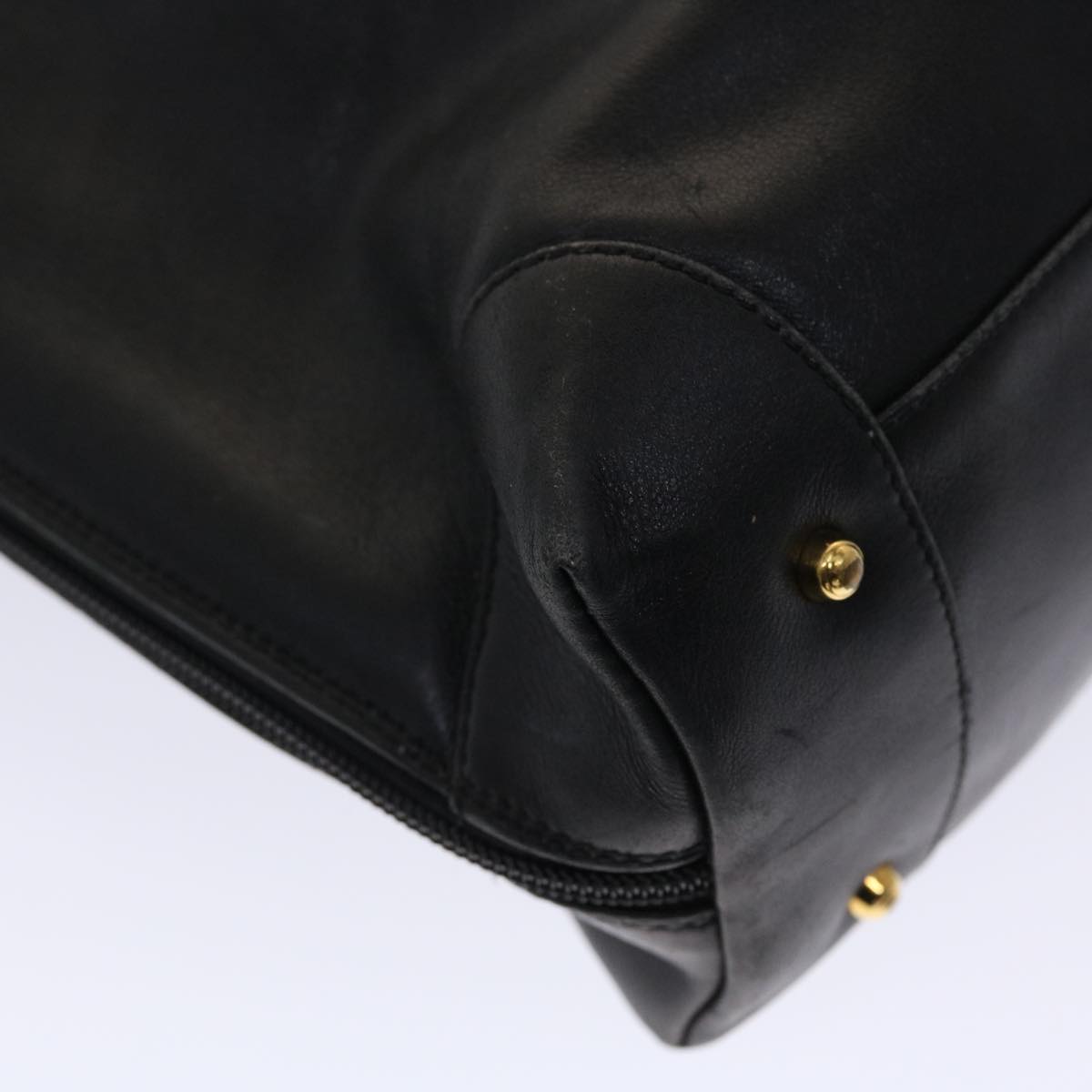 GUCCI Bamboo Shoulder Bag Leather Black ar9933