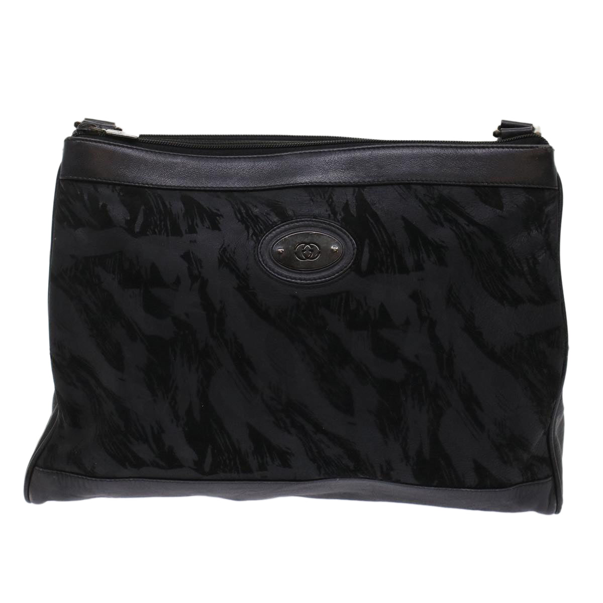 GUCCI Shoulder Bag Suede Leather Black ar9974