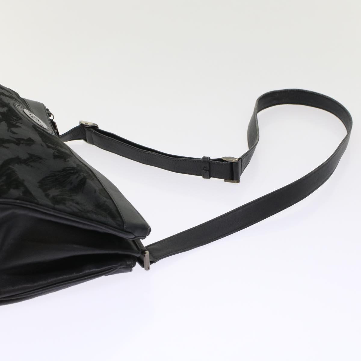 GUCCI Shoulder Bag Suede Leather Black ar9974