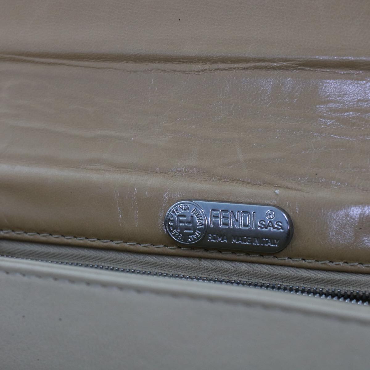 FENDI Shoulder Bag Leather Beige ar9994