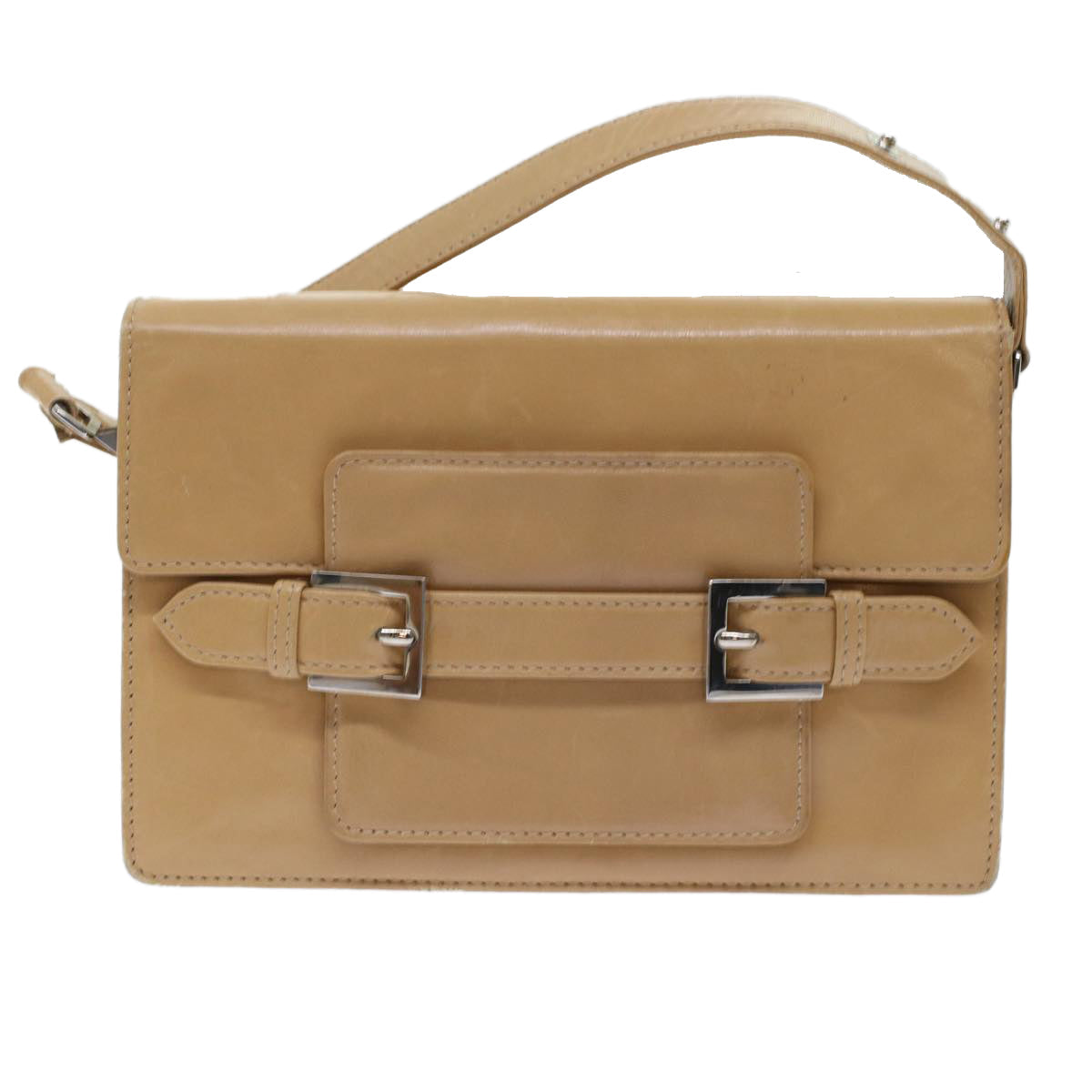 FENDI Shoulder Bag Leather Beige ar9994