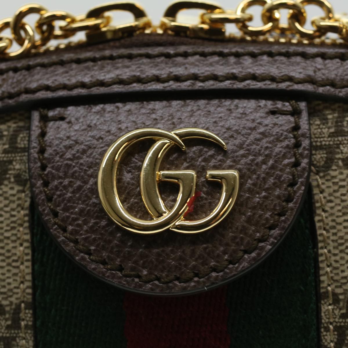 GUCCI GG Supreme Web Sherry Line Shoulder Bag PVC Leather Beige Green B002A