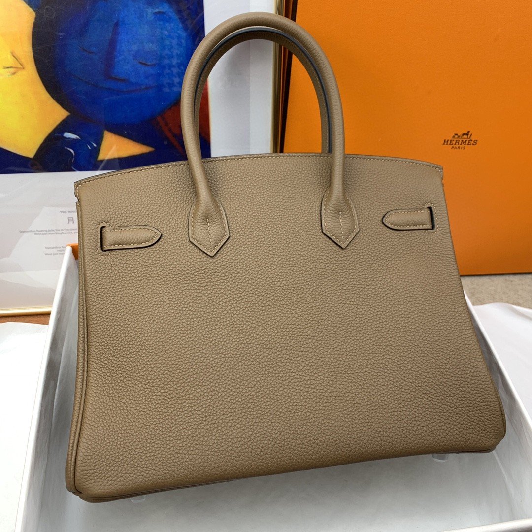 GLAMI Birkin 30 Togo Etoupe Bag Silver Hardware For Women, WomenÃ¢â‚¬â„¢s Handbags 11.8in/30cm