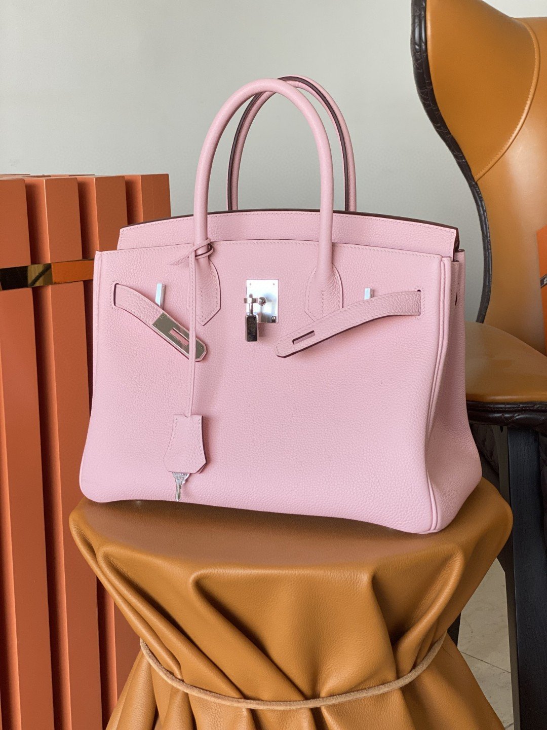 GLAMI Birkin Nata Swift Pink For Women Silver Toned Hardware 11.8in/30cm