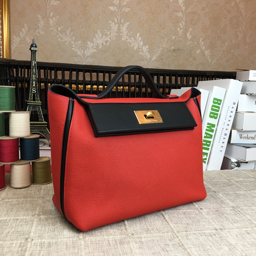 GLAMI 24/24 ClemenGLAMI Swift Red Gold Toned Hardware For Women, Handbags, Shoulder Bags 11.4in/29cm