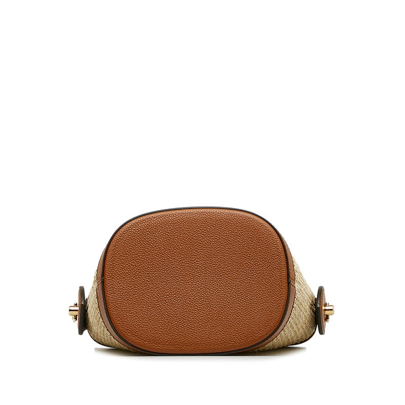 Louis Vuitton Bucket Handbag 2WAY M59962 Natural Brown Leather Raffia  Louis Vuitton
