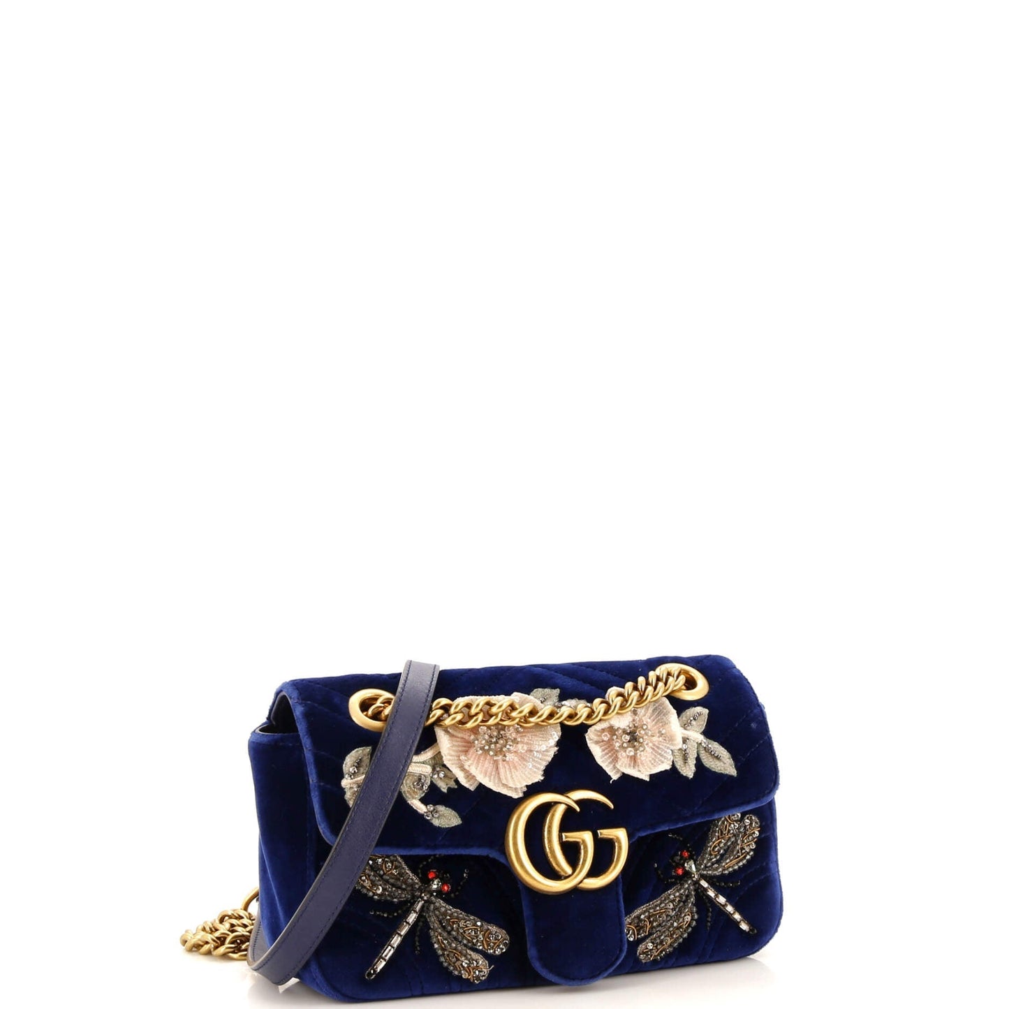 GG Marmont Flap Bag Embellished Matelasse Velvet Mini